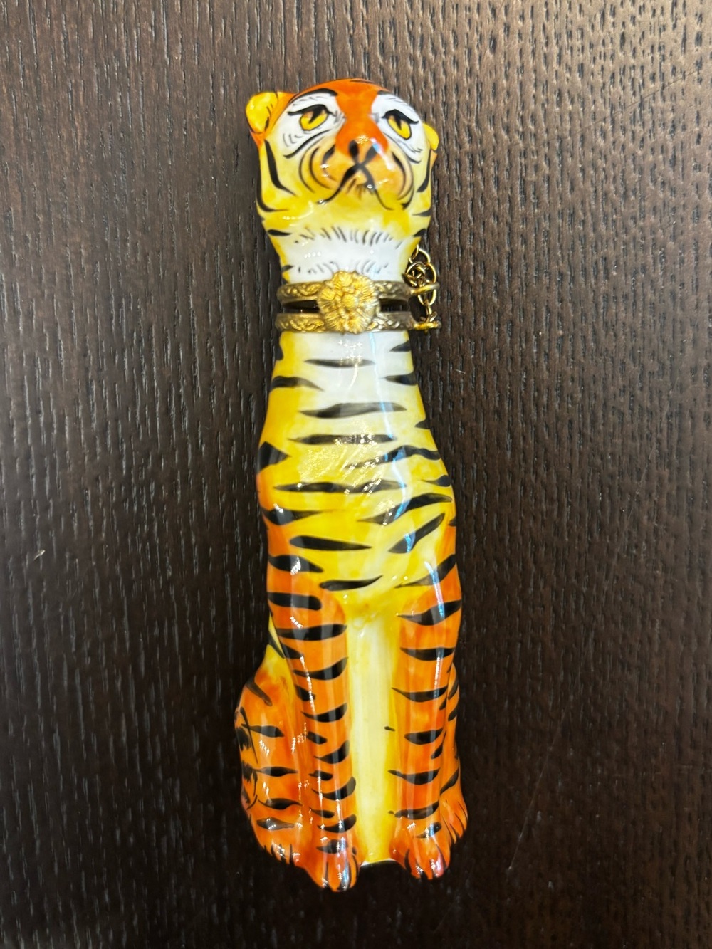 Limoges France Tiger Trinket Box Peint Main Limited Edition 2002 Numbered